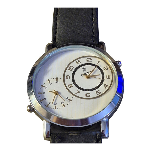 Pphillips Mens Watch Dual Time Unusual Unique design Large Dial Great gift - Picture 7 of 8
